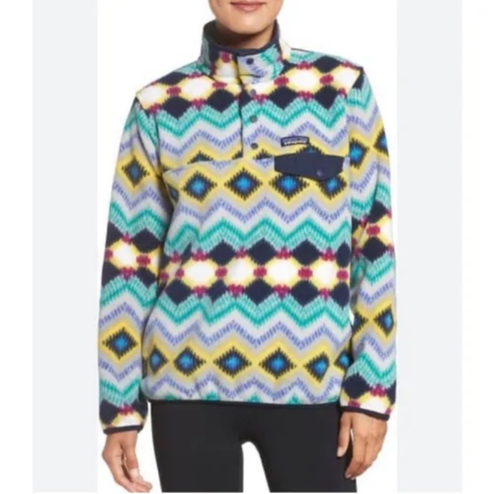 Patagonia Synchilla T-snap pullover timber twist Astec print size S